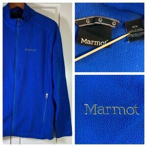 Marmot Blue Fleece Zip Jacket M Cozy 90s Outdoorscore Layer Hiking‎ Fleece VG